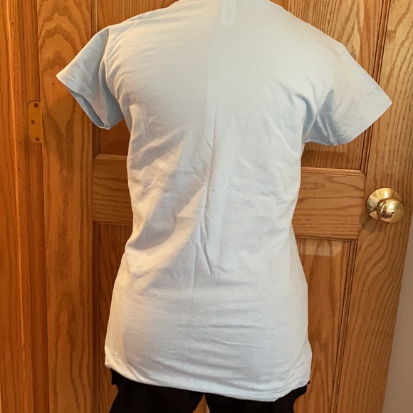 Gildan SoftStyle light blue t-shirt with “Hot Mess devoted creations” lettering - Picture 2 of 3